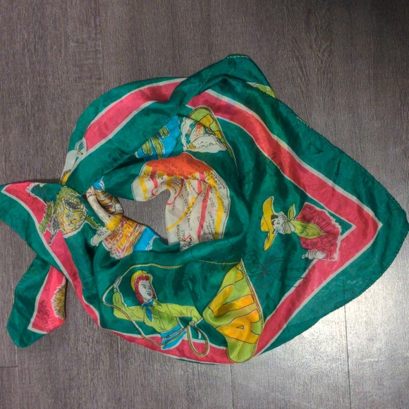 Vintage 60s Arizona silk western cowboy cowgirl rockabilly scarf  31"x34 - Picture 3 of 9